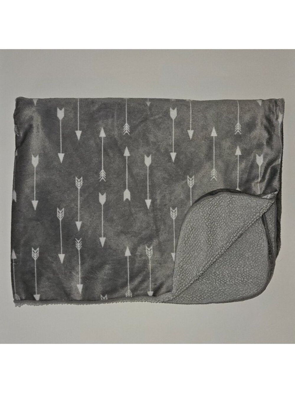 Cloud Island Gray White Arrows Baby Blanket Fleece Sherpa 29x37